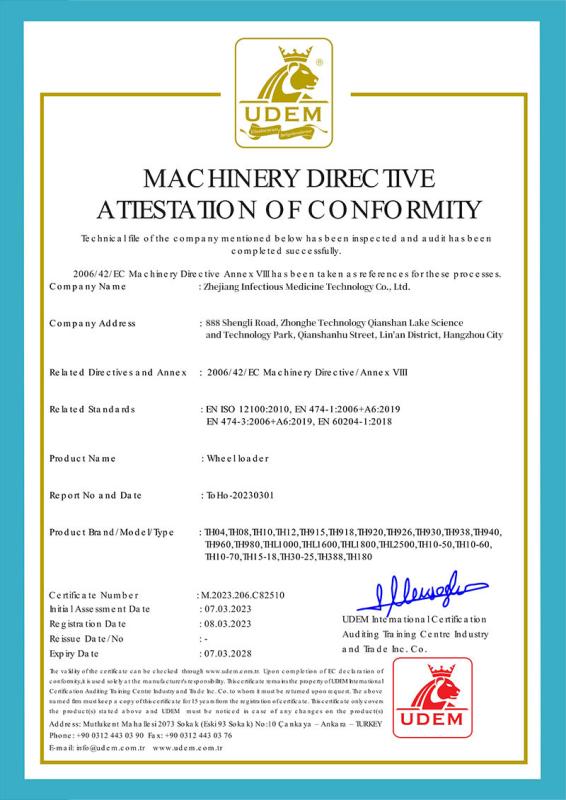 MACHINERY DIREC TVEATIESTATON OF CONFO RMITY - Zhejiang Infectious Medicine Technology Co., Ltd.