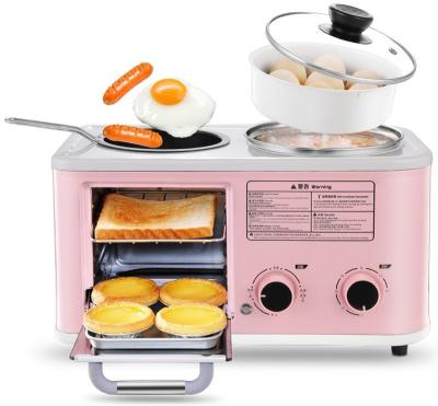 China 3 In 1 Electric Oven Breakfast Maker Pink Coffee Maker Multi Functional for sale