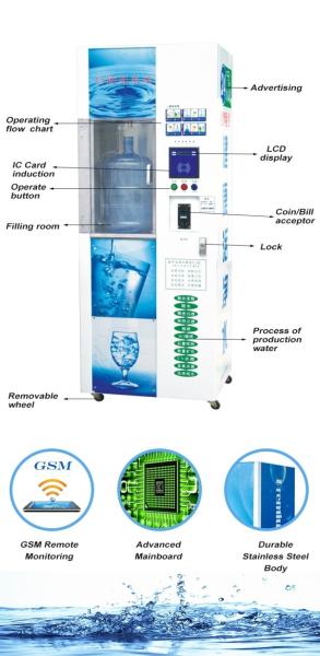 Quality 180W White Black Water Vending Station Vendor Automatic Purified Water Dispenser for sale