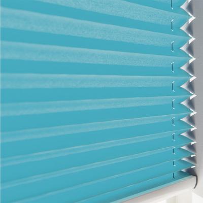 China Blue Color 100% Pleated Fabric Blinds Shade Plisse Blinds For Windows for sale