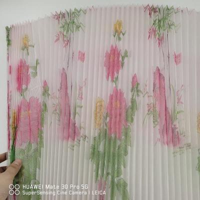 China Flower Printed Polyester Pleated Window Screen Insect Protection 16x16 for sale