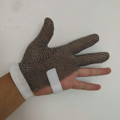 China Three Fingers Stainless Steel Ironing Gloves Mesh Cutting Cut Resistant Chain Saw Gloves en venta