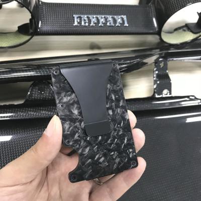 China Durable Mini Forged Carbon Fiber Credit Card Holder Wallet With RFID Block for sale