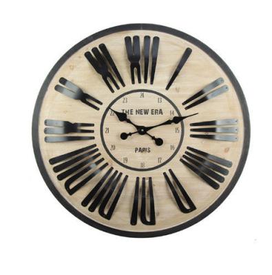 China Living Room Rustic Wooden Round Decorative Retro Wall Clock for sale