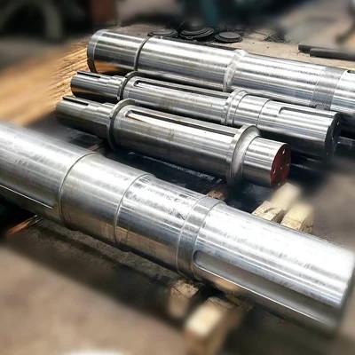 China Industrial machining wind power shaft long forged steel large flange main shaft for sale
