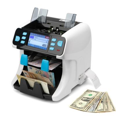 China FMD-985 bank cash note sorter counter bill fitness sorter two pocket currency sorting machine mix denomination for sale