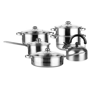 China Different lid kitchen food cooking pot combination cookware set with kettle for sale