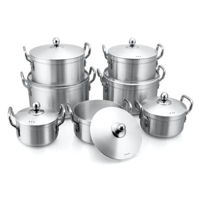 China Multifunction Aluminum Set Pot 7 Pcs Kitchen Ware Cookware Set Kitchen Cooking Pots Set for sale