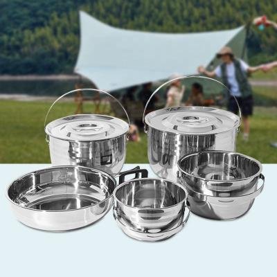 China Factory Direct Sale 9 Pcs Cooking Pans And Pots Camping Portable Set Picnic Pots And Pans Outdoor Camping Equipment Set for sale