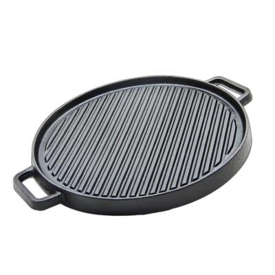 China Cast Iron Flat Fry Stovetop Grill Pan Reversible Roasting Non Stick BBQ Grill Griddle Pan for sale