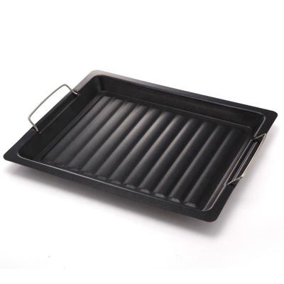 China Affordable Grill Pan Non Stick Frying Pan Rectangle Camping Outdoor Cookware for sale