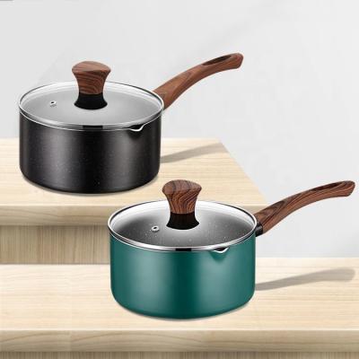 China Small Kitchen Sauce Pans With Wooden Handle Non Stick 16 / 18 / 20cm for sale