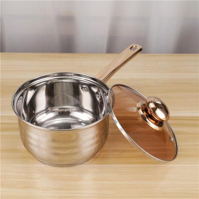China Golden Handle Kitchen Sauce Pans Stainless 201 Cooking Pot Set 16cm for sale