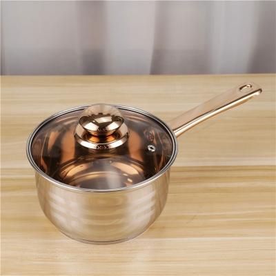 China 16cm Stainless Steel Kitchen Sauce Pans Single Handle Milk Pot  With Lid for sale