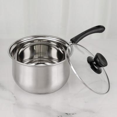 China Kitchenware Stainless Steel Soup Boiling Pot Milk Pan with Glass Lid for sale