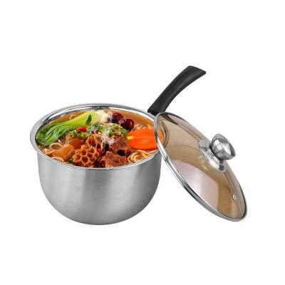 China 201 stainless steel milk soup pot casserole cookware with long handle for sale