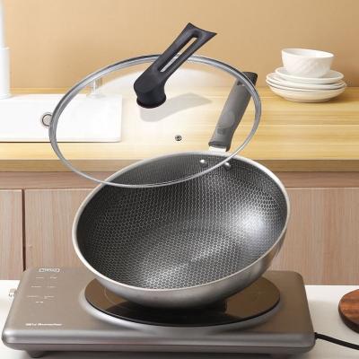 China Silver Cooking Kitchen Metal Cooking Pan Glass Cover Non Stick Frying Pan for sale