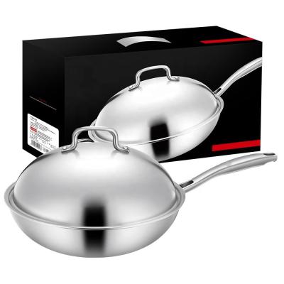 China 18/8 Stainless Steel Kitchen Non Stick Cooking Pot Wok With SS Lid for sale