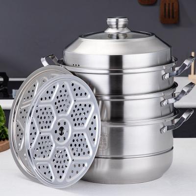 China Wholesale TOP Seller 30cm Multipurpose Stock Pot Cookware 18/8 Stainless Steel Steam Cooking Pot With Visual Lid for sale