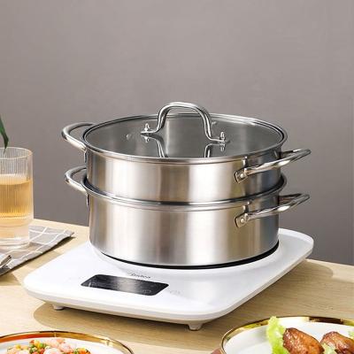 China Factory 28 CM Steamer Pot Stainless Steel Dumplings Seafood Rice Cooking Food Steamer Pot For Sale for sale