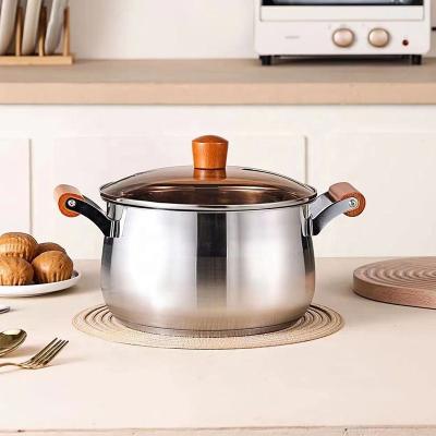 China Factory Two Layer Cook Food Steamer Pot 18/8 Stainless Steel Steamer Pot With Wooden Handle for sale
