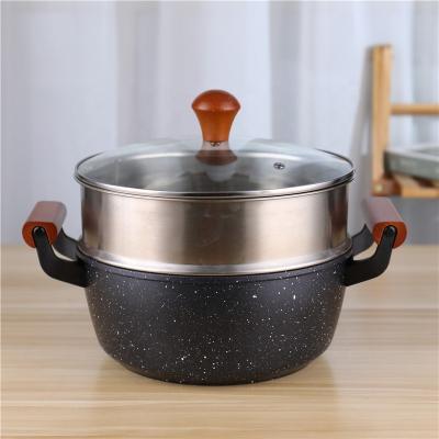 China Double Handle Kitchen Cookware Non Stick 24cm Food Steamer Pot for sale