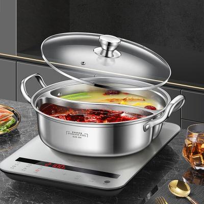 China New Arrival 28cm Hot Pot Multi-user Hotpot Induction Soup Pot 304 Stainless Steel Shabu Pots For Cooking for sale