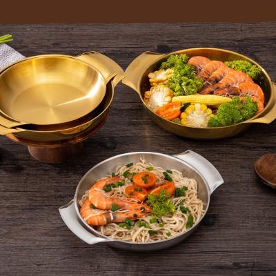 China Good Quality Stainless Steel Golden Soup Pot Korean Ramen Instant Noodle Seafood Lobster Induction Cooker Dry Pot for sale