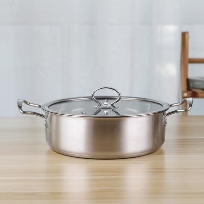 China 24cm Hot Pot Cookware Soup Stock SS201 Cooking Pot With Glass Lid for sale