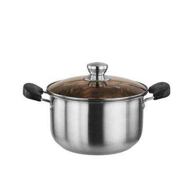 China All Season Stainless Steel Casserole Cooking Pot With Glass Lid for sale