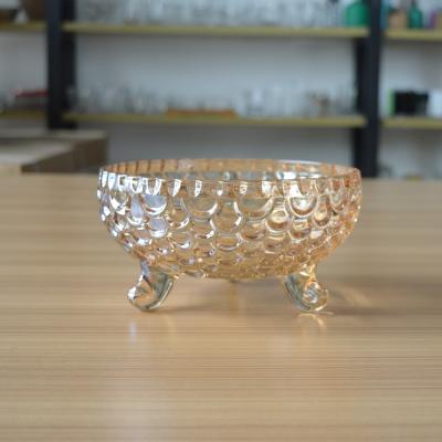China China Wholesale Amber  Round Cheap glass candy jar Glass Candy Box Glass Sugar Pot for sale