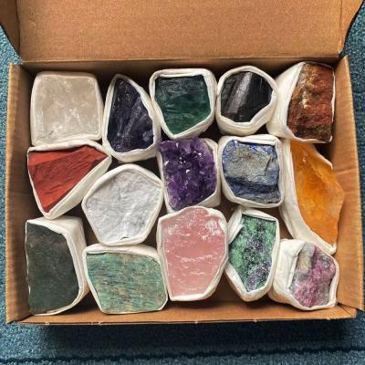 China Europe Hot Sale Natural Different Kind Gemstone Dreamy Purple Crystal Rose Quartz Healing Meditation Crystal Box Set for sale