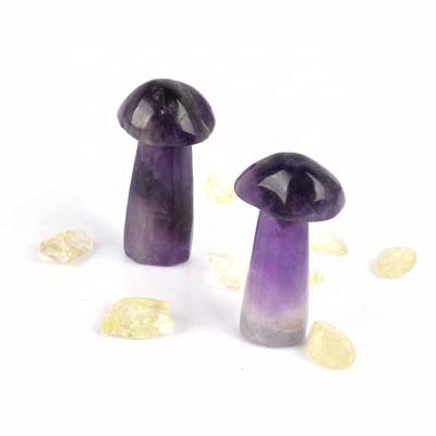 China Wholesale Crystal Mushroom Carving Natural Dreamy Crystal Carving Family Decoration purple from Europe en venta