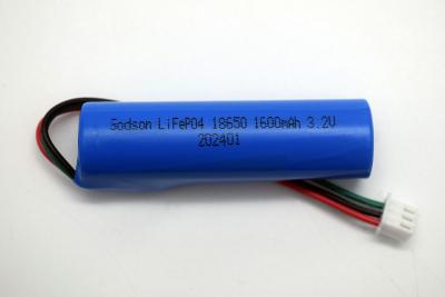 중국 LiFePO4 18650 Emergency Light Lithium Battery 1600mAh 3.2V Stick Type With NTC Connector JST-XH-3P UL1007 판매용