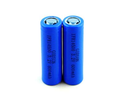 China CC CV Charging 12V LiFePO4 Battery IFR14500 Regarchable 3.2 V 600mAh Single Cell for sale