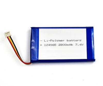 中国 124985の2800mAh 7.4ボルト李イオン電池のリチウム ポリマー ライト級選手 販売のため