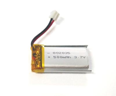 China 802035 Lithium Polymer Battery 500mAh 3.7V With Stable Performance for sale