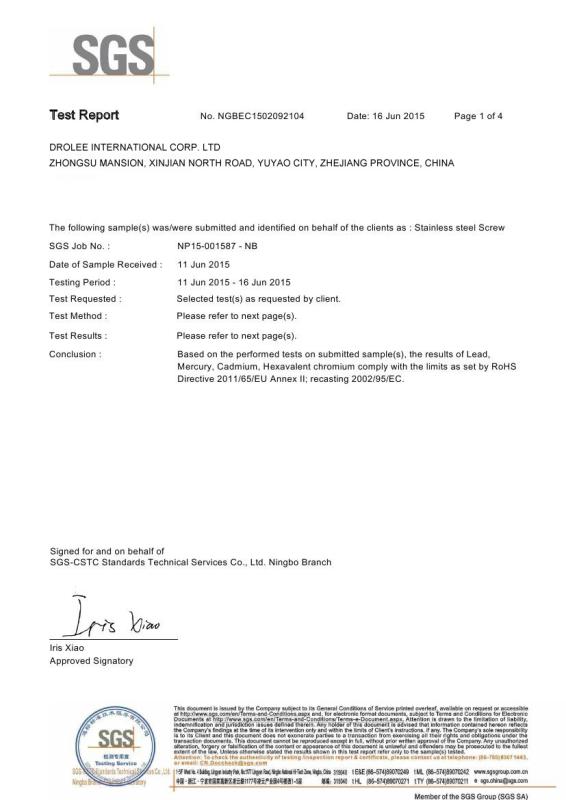 SGS Report - SUS304 - Drolee International Corp. Ltd