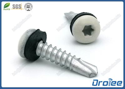 China White Painted Torx Pan Head Stainless 410 Self Drilling Tek Screw w/ Sealing Rubber Washer for sale