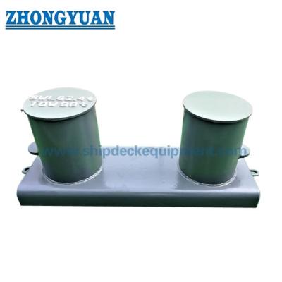 China JIS F 2001 Type B Fabricated Double Bitts Mooring Bollard With Wide Base Plate Ship Mooring Equipment for sale