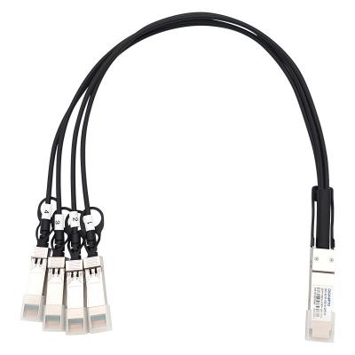 China Quad Fan Out Copper DAC 40G QSFP+ To 4 X 10G SFP+ Passive Breakout Direct Attach Copper Cable for sale