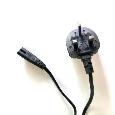 China XianDa Swivel Ac UK 2 Pin Plug To IEC C7 Connector Euro plug Power Cable Electrical Extension Cord AC UK Power Cord for sale