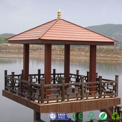 China Customized WPC Gazebo UV Resistant Outdoor Wood Gazebo Brown Color for sale