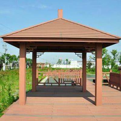 China Outdoor Brown WPC Gazebo UV Resistant WPC Pavilion Assembly for sale