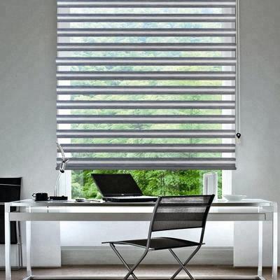 China Double Sheer Intelligent Window Blinds Motorized Zebra Style For Office for sale