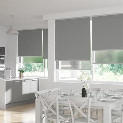 China Manual Fabric Grey Day And Night Roller Blinds For Indoor Privacy Protection for sale