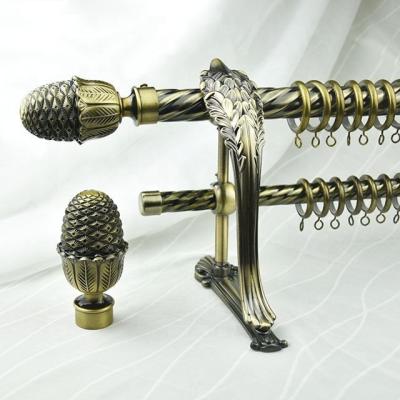 China Decor Home Customized Length 28mm Pole Twist Metal Double Curtain Rod And Tracks for sale