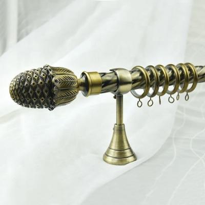 China wholesale window decoration bronze Gold Chrome copper sliver metal iron curtain rods set for sale
