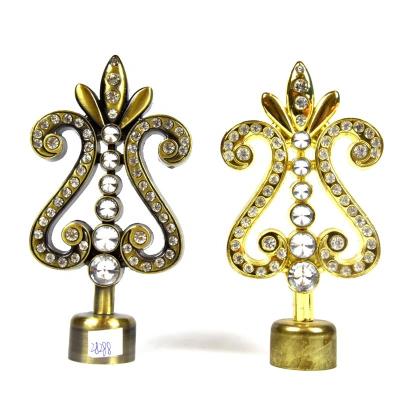 China Factory directly wholesale 28mm golden color metal crystal curtain finials curtain rod accessories for sale