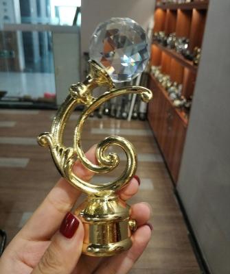 China Wholesale crystal gold curtain pole metal finials curtain rod accessories for curtain rods for sale
